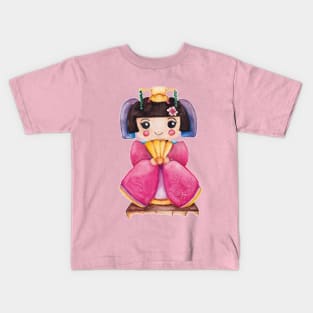 Watercolor - Japanese girl Kids T-Shirt